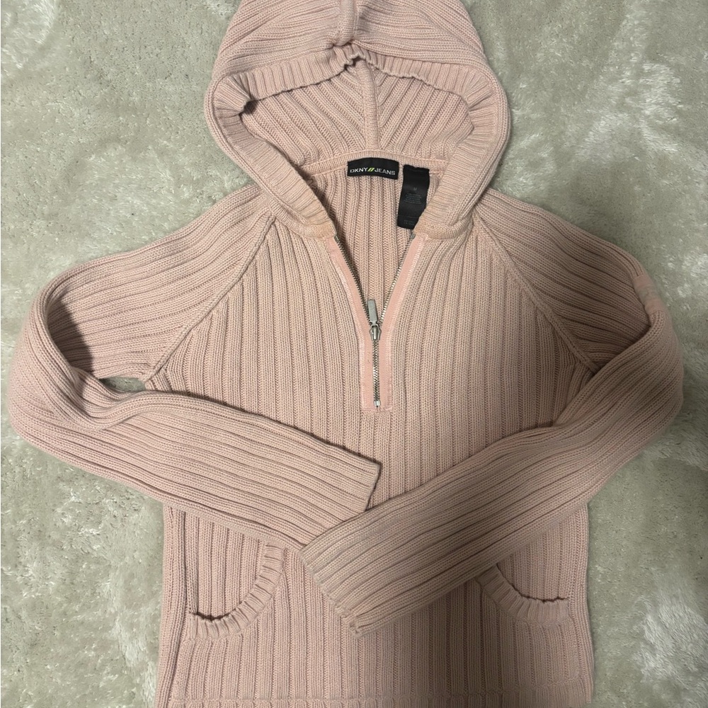 y2k pink zip up sweater